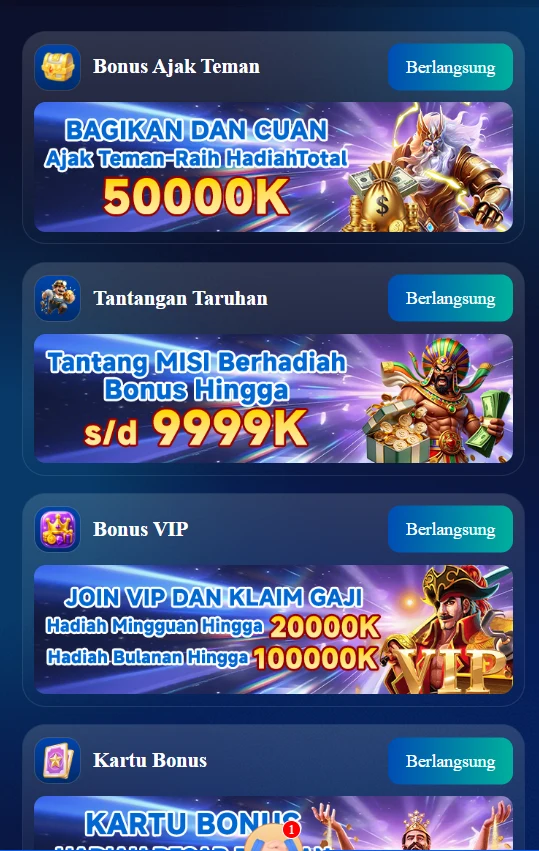 Halaman promosi dan penawaran yang tersedia di platform 77AG